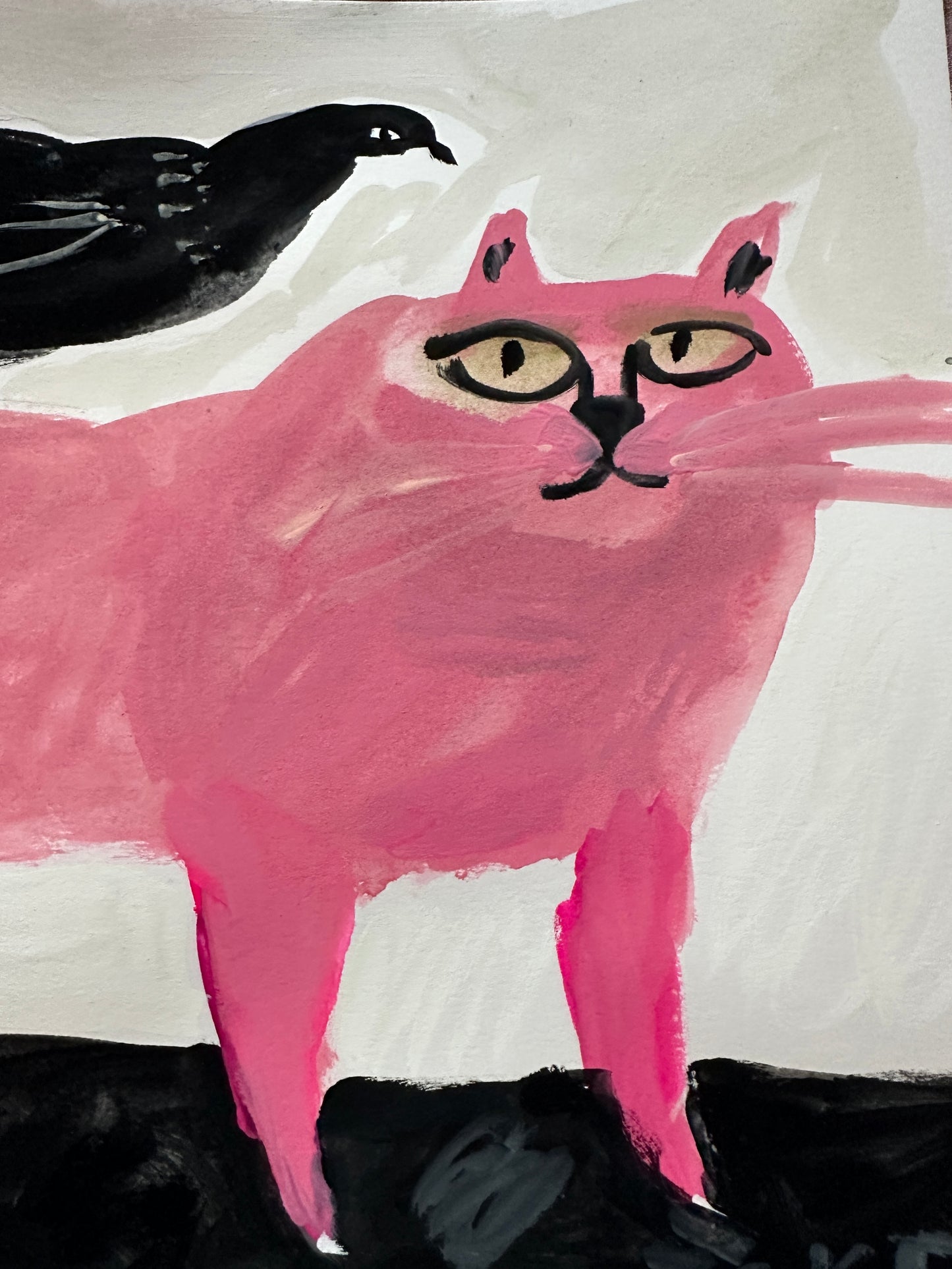 PINK CAT & PIGEON