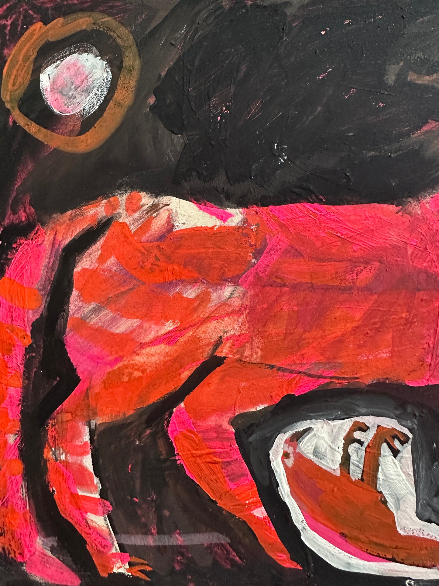 Kind lion with bird in amniotic sack