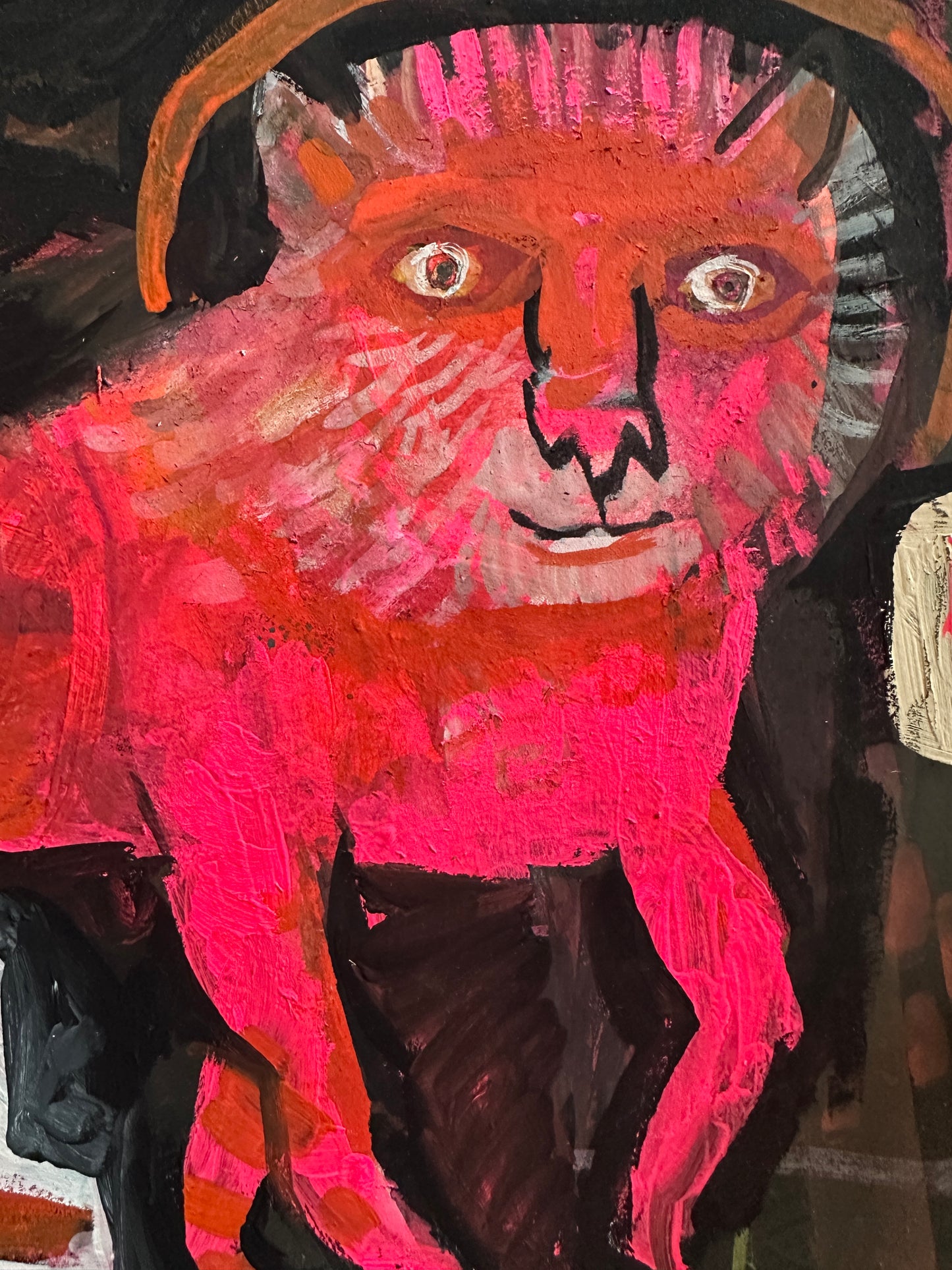 Kind lion with bird in amniotic sack