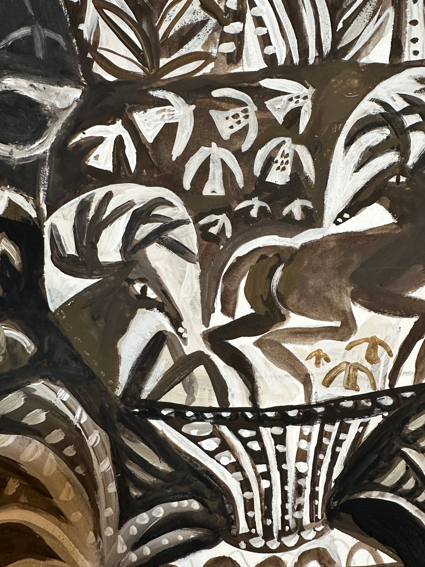 Decorative vase in gouache